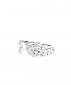 Italian sterling silver ring with 0.26ct diamonds and solid 14K yellow gold accents