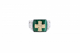 Italian sterling silver mens ring with a 14K solid yellow gold cross on green malachite