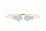 Solid 14K yellow gold flex bangle bracelet with white gold accents and 0.75ct diamonds