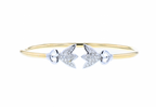 Solid 14K yellow gold flex bangle bracelet with 0.75ct diamonds and 14K white gold accents
