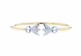 Solid 14K yellow gold flex bangle bracelet with 0.75ct diamonds and 14K white gold accents