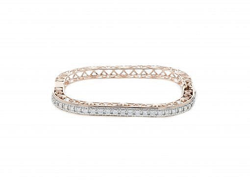 Solid 14K rose gold bracelet with 2.00ct. diamonds