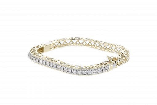 Solid 14K yellow gold bracelet with 2.00ct. diamonds