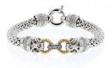 Italian Sterling Silver Bracelet with 0.75ct diamonds and 14K solid yellow gold accents