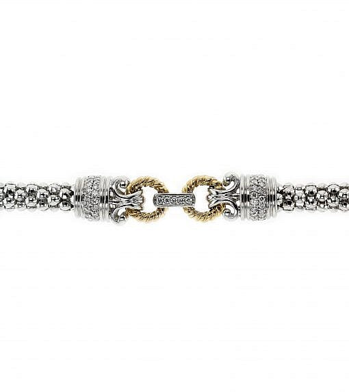 Italian Sterling Silver Bracelet with 0.75ct diamonds and 14K solid yellow gold accents