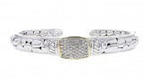 Italian Sterling Silver Bangle Bracelet with 0.40ct diamonds and 14K solid yellow gold accents