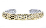 Italian Sterling Silver Bangle Bracelet with yellow gold plating