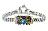 Italian Sterling Silver Bracelet with 3.76ctw semi precious stones and 14K solid yellow gold accents