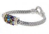 Italian Sterling Silver Bracelet with 3.76ctw semi precious stones and 14K solid yellow gold accents