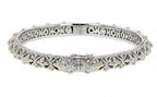 Italian sterling silver bangle bracelet with solid 14K yellow gold accents