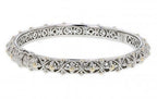 Italian sterling silver bangle bracelet with solid 14K yellow gold accents