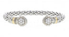 Italian Sterling Silver Bangle Bracelet with 0.50ct diamonds and 14K solid yellow gold accents