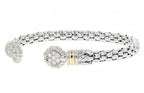 Italian Sterling Silver Bangle Bracelet with 0.50ct diamonds and 14K solid yellow gold accents