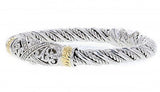 Italian sterling silver bangle bracelet with 0.50ct diamonds and solid 14K yellow gold accents