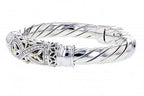 Italian sterling silver bangle bracelet with 0.50ct diamonds and solid 14K yellow gold accents