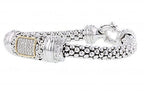Italian sterling silver flex bracelet with 0.50ct. diamonds and solid 14K yellow gold accent