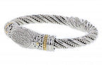 Italian sterling silver bangle  bracelet with 0.50ct. diamonds and solid 14K yellow gold accent