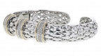 Italian Sterling Silver Bangle Bracelet with 0.50ct. diamonds, 14K solid yellow gold accent and a matte finish