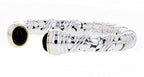 Italian Sterling Silver Bangle Bracelet with black onyx and 14K solid yellow gold accents