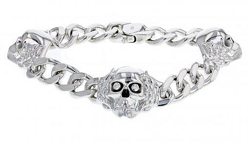 Limited Edition Italian sterling silver mens bracelet with 0.04ct diamonds