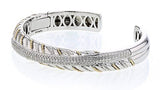 Italian sterling silver bangle bracelet with 1.15ct diamonds and solid 14K yellow gold accents