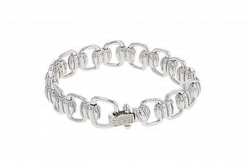 Limited Edition Italian sterling silver bracelet with 0.20ct diamonds and solid 14K yellow gold accents