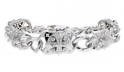 Limited Edition Italian sterling silver mens bracelet with 0.07ct diamonds