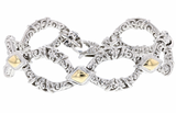 Italian sterling silver bracelet with solid 14K yellow gold accents
