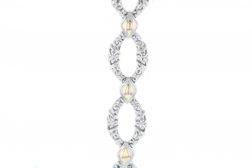 Italian sterling silver bracelet with solid 14K yellow gold accents