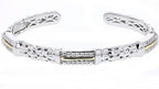 Italian sterling silver bangle bracelet with 0.45ct diamonds and solid 14K yellow gold accents