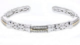 Italian sterling silver bangle bracelet with 0.45ct diamonds and solid 14K yellow gold accents