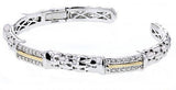 Italian sterling silver bangle bracelet with 0.45ct diamonds and solid 14K yellow gold accents