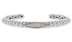 Italian Sterling Silver Bangle Bracelet with 0.33ct. diamonds and 14K solid yellow gold accent