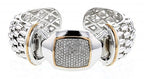 Italian Sterling Silver Cuff Bracelet with 1.11ct diamonds and 14K solid yellow gold accents