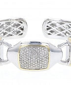Italian Sterling Silver Bracelet with 0.51ct diamonds and 14K solid yellow gold accents