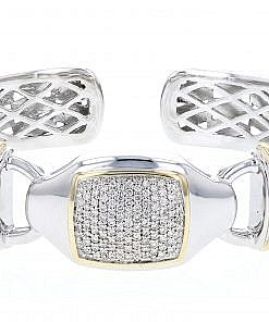 Italian Sterling Silver Bracelet with 0.51ct diamonds and 14K solid yellow gold accents