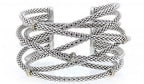 Italian Sterling Silver Mesh Cuff with 0.33ct diamond and 14K solid yellow gold accent