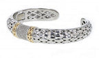Italian Sterling Silver Bracelet with 0.46ct diamonds and 14K solid yellow gold accents