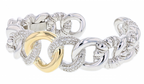 Italian Sterling Silver Bracelet with 0.54ct. diamonds and 14K solid yellow gold accents