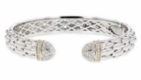 Italian Sterling Silver Bracelet with 0.60ct. diamonds and 14K solid yellow gold accents