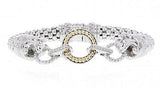 Italian Sterling Silver Bracelet with 0.06ct diamonds and 14K solid yellow gold accents