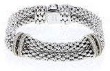 Italian Sterling Silver Bracelet with 0.40ct diamonds and 14K solid yellow gold accents