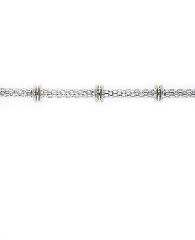 Italian Sterling Silver Bracelet with 0.16ct. diamonds and 14K solid yellow gold accents