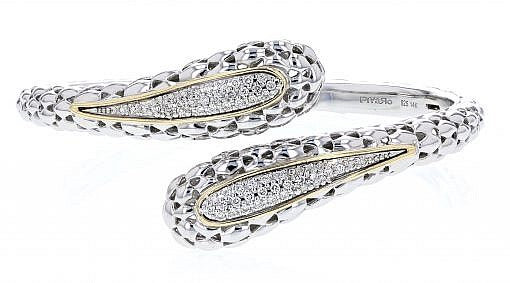 Italian Sterling Silver Bracelet with 0.65ct diamonds and 14K solid yellow gold accents
