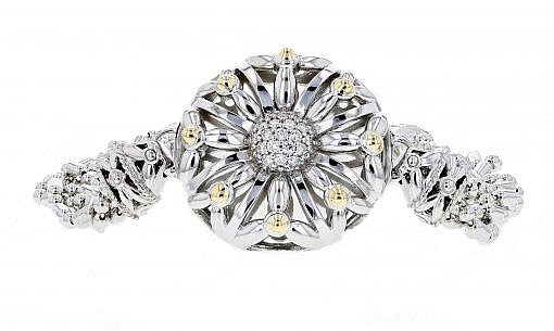 Italian sterling silver bracelet with 0.30ct diamonds and solid 14K yellow gold accents