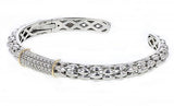 Italian sterling silver bracelet with 0.38ct diamonds and 14K solid yellow gold accents