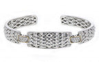 Italian Sterling Silver Bracelet with 0.16ct diamonds and 14K solid yellow gold accents