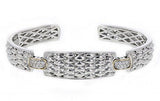 Italian Sterling Silver Bracelet with 0.16ct diamonds and 14K solid yellow gold accents