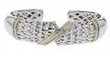 Italian Sterling Silver Bracelet with 0.54ct diamonds and 14K solid yellow gold accents