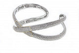 Italian Sterling Silver X Shaped Bangle Bracelet with 0.78ct diamonds and 14K solid yellow gold accents